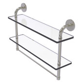  Remi Collection 22'' Two Tiered Glass Shelf with Integrated Towel Bar in Satin Nickel, 22'' W x 5'' D x 14'' H