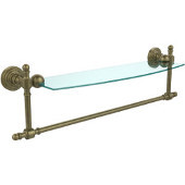  Retro-Wave Collection 18'' Glass Shelf w/Towel Bar, Premium Finish, Antique Brass