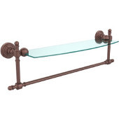  Retro-Wave Collection 18'' Glass Shelf w/Towel Bar, Premium Finish, Antique Copper
