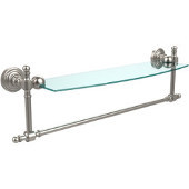  Retro-Wave Collection 18'' Glass Shelf w/Towel Bar, Premium Finish, Satin Nickel