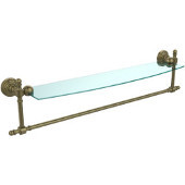  Retro-Wave Collection 24'' Glass Shelf w/Towel Bar, Premium Finish, Antique Brass