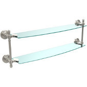  Retro-Wave Collection 24'' Double Glass Shelf, Premium Finish, Polished Nickel