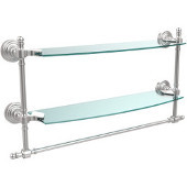  Retro-Wave Collection 18'' Double Glass Shelf w/Towel Bar, Premium Finish, Satin Chrome