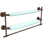  Retro-Wave Collection 24'' Double Glass Shelf w/Towel Bar, Premium Finish, Rustic Bronze