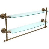  Retro-Wave Collection 24'' Double Glass Shelf w/Towel Bar, Premium Finish, Brushed Bronze