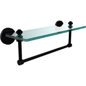  Southbeach Collection 16 Inch Glass Vanity Shelf with Integrated Towel Bar, Matte Black