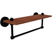  South Beach Collection 16 Inch Solid IPE Ironwood Shelf with Integrated Towel Bar, Matte Black