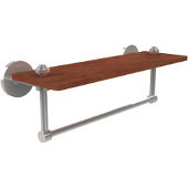  South Beach Collection 16 Inch Solid IPE Ironwood Shelf with Integrated Towel Bar, Polished Chrome