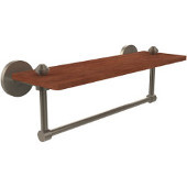  South Beach Collection 16 Inch Solid IPE Ironwood Shelf with Integrated Towel Bar, Antique Pewter