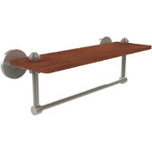  South Beach Collection 16 Inch Solid IPE Ironwood Shelf with Integrated Towel Bar, Polished Nickel
