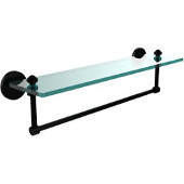  Southbeach Collection 22 Inch Glass Vanity Shelf with Integrated Towel Bar, Matte Black