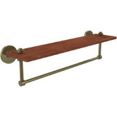  South Beach Collection 22 Inch Solid IPE Ironwood Shelf with Integrated Towel Bar, Antique Brass