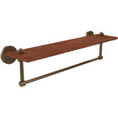  South Beach Collection 22 Inch Solid IPE Ironwood Shelf with Integrated Towel Bar, Brushed Bronze