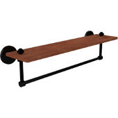  South Beach Collection 22 Inch Solid IPE Ironwood Shelf with Integrated Towel Bar, Matte Black