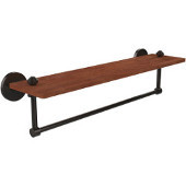  South Beach Collection 22 Inch Solid IPE Ironwood Shelf with Integrated Towel Bar, Oil Rubbed Bronze