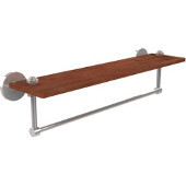  South Beach Collection 22 Inch Solid IPE Ironwood Shelf with Integrated Towel Bar, Polished Chrome