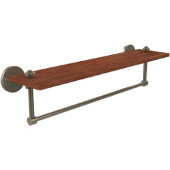  South Beach Collection 22 Inch Solid IPE Ironwood Shelf with Integrated Towel Bar, Antique Pewter
