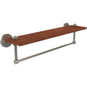  South Beach Collection 22 Inch Solid IPE Ironwood Shelf with Integrated Towel Bar, Satin Nickel