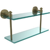  Southbeach Collection 16 Inch Two Tiered Glass Shelf, Antique Brass