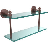  Southbeach Collection 16 Inch Two Tiered Glass Shelf, Antique Copper