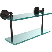  Southbeach Collection 16 Inch Two Tiered Glass Shelf, Oil Rubbed Bronze