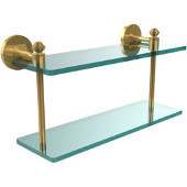  Southbeach Collection 16 Inch Two Tiered Glass Shelf, Polished Brass