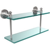  Southbeach Collection 16 Inch Two Tiered Glass Shelf, Polished Chrome