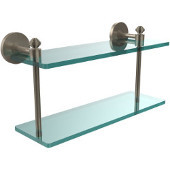  Southbeach Collection 16 Inch Two Tiered Glass Shelf, Antique Pewter