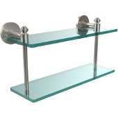  Southbeach Collection 16 Inch Two Tiered Glass Shelf, Satin Nickel