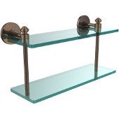  Southbeach Collection 16 Inch Two Tiered Glass Shelf, Venetian Bronze