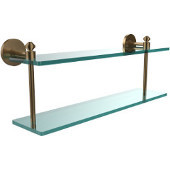  Southbeach Collection 22 Inch Two Tiered Glass Shelf, Brushed Bronze