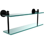  Southbeach Collection 22 Inch Two Tiered Glass Shelf, Matte Black