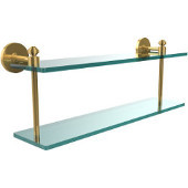  Southbeach Collection 22 Inch Two Tiered Glass Shelf, Unlacquered Brass