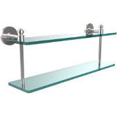  Southbeach Collection 22 Inch Two Tiered Glass Shelf, Polished Chrome