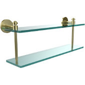  Southbeach Collection 22 Inch Two Tiered Glass Shelf, Satin Brass