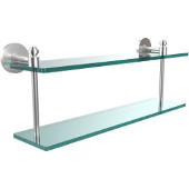  Southbeach Collection 22 Inch Two Tiered Glass Shelf, Satin Chrome