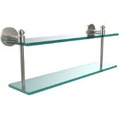 Southbeach Collection 22 Inch Two Tiered Glass Shelf, Satin Nickel
