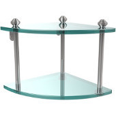  Southbeach Collection Double Corner Glass Shelf, Standard Finish, Polished Chrome
