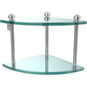  Southbeach Collection Double Corner Glass Shelf, Premium Finish, Satin Chrome