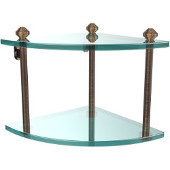  Southbeach Collection Double Corner Glass Shelf, Premium Finish, Venetian Bronze