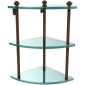  Southbeach Collection Triple Corner Glass Shelf, Premium Finish, Rustic Bronze