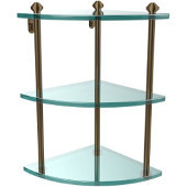  Southbeach Collection Triple Corner Glass Shelf, Premium Finish, Brushed Bronze
