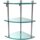 Southbeach Collection Triple Corner Glass Shelf, Standard Finish, Polished Chrome