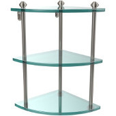  Southbeach Collection Triple Corner Glass Shelf, Premium Finish, Satin Nickel
