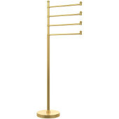  Southbeach Collection Free Standing 4 Pivoting Swing Arm Towel Stand, Unlacquered Brass