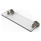  Shadwell Collection 16'' Glass Vanity Shelf with Beveled Edges in Antique Brass, 16'' W x 5-13/16'' D x 3-5/8'' H