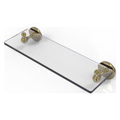  Shadwell Collection 16'' Glass Vanity Shelf with Beveled Edges in Unlacquered Brass, 16'' W x 5-13/16'' D x 3-5/8'' H