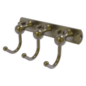  Shadwell Collection 3-Position Multi Hook in Antique Brass, 8'' W x 4-5/16'' D x 3-3/16'' H