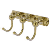  Shadwell Collection 3-Position Multi Hook in Unlacquered Brass, 8'' W x 4-5/16'' D x 3-3/16'' H