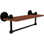  Tango Collection 16 Inch Solid IPE Ironwood Shelf with Integrated Towel Bar, Matte Black